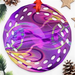 Infinity Painting Purple Round Filigree Ornament (two Sides) by DinkovaArt