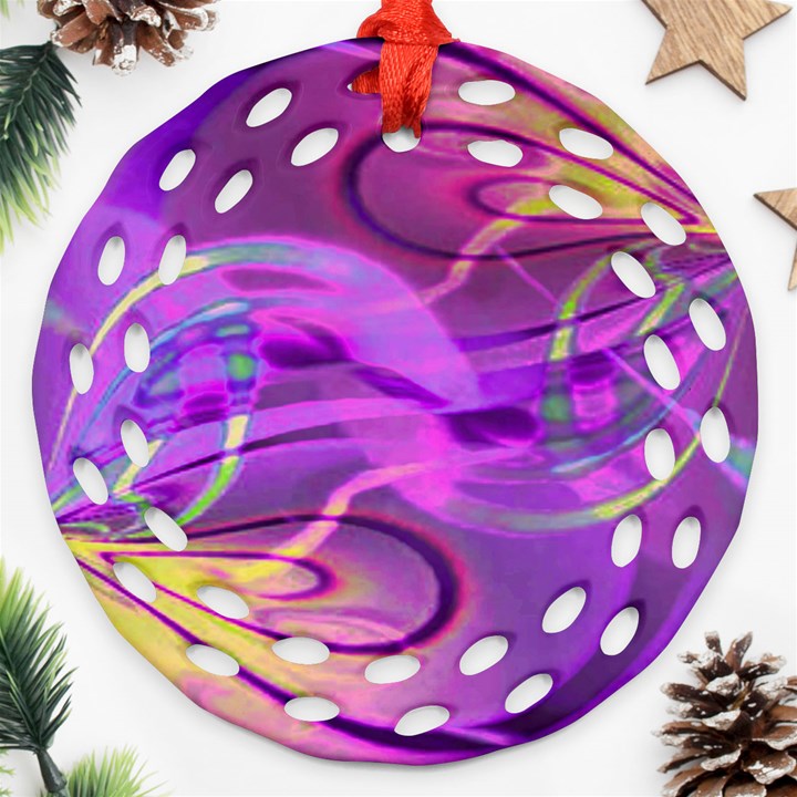 Infinity Painting Purple Round Filigree Ornament (Two Sides)