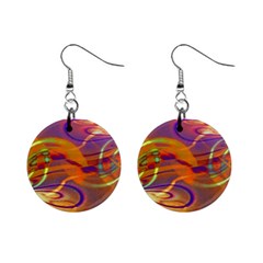 Infinity Painting Orange Mini Button Earrings by DinkovaArt