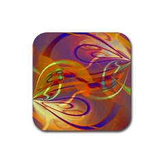 Infinity Painting Orange Rubber Coaster (square)  by DinkovaArt