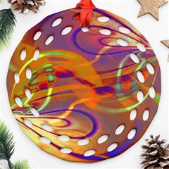 Infinity Painting Orange Ornament (round Filigree) by DinkovaArt