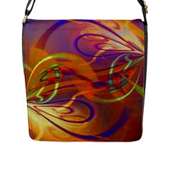 Infinity Painting Orange Flap Closure Messenger Bag (l) by DinkovaArt