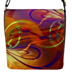 Infinity Painting Orange Flap Closure Messenger Bag (s) by DinkovaArt