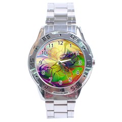  Rainbow Painting Patterns 1 Stainless Steel Analogue Watch by DinkovaArt