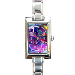 Rainbow Painting Pattern 2 Rectangle Italian Charm Watch by DinkovaArt