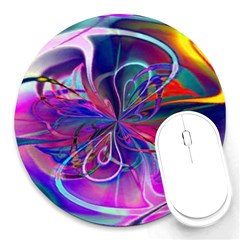 Rainbow Painting Pattern 2 Round Mousepads by DinkovaArt