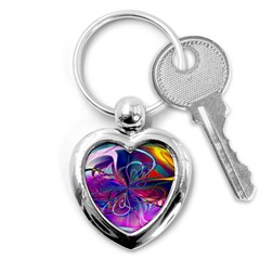 Rainbow Painting Pattern 2 Key Chain (heart) by DinkovaArt