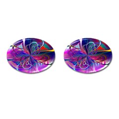 Rainbow Painting Pattern 2 Cufflinks (oval) by DinkovaArt