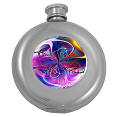 Rainbow Painting Pattern 2 Round Hip Flask (5 Oz) by DinkovaArt