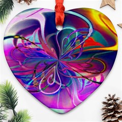 Rainbow Painting Pattern 2 Heart Ornament (two Sides) by DinkovaArt