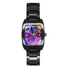 Rainbow Painting Pattern 2 Stainless Steel Barrel Watch by DinkovaArt