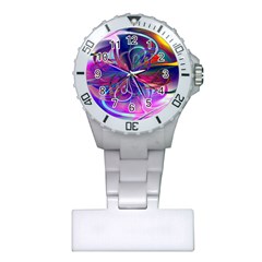 Rainbow Painting Pattern 2 Plastic Nurses Watch by DinkovaArt