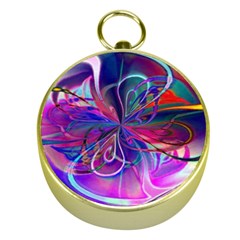 Rainbow Painting Pattern 2 Gold Compasses by DinkovaArt