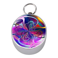 Rainbow Painting Pattern 2 Mini Silver Compasses by DinkovaArt