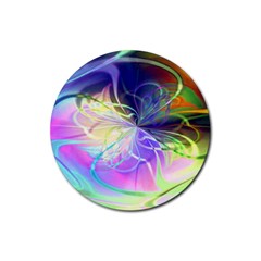 Rainbow Painting Patterns 3 Rubber Round Coaster (4 Pack)  by DinkovaArt