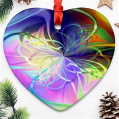 Rainbow Painting Patterns 3 Heart Ornament (two Sides) by DinkovaArt