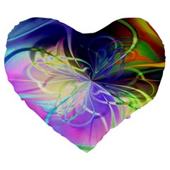 Rainbow Painting Patterns 3 Large 19  Premium Heart Shape Cushions by DinkovaArt