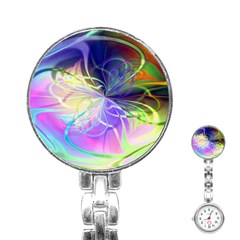 Rainbow Painting Patterns 3 Stainless Steel Nurses Watch by DinkovaArt