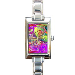 Rainbow Painting Pattern 4 Rectangle Italian Charm Watch by DinkovaArt