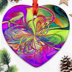 Rainbow Painting Pattern 4 Ornament (heart) by DinkovaArt