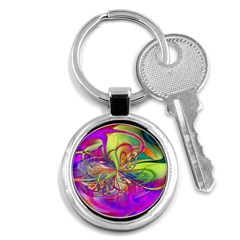 Rainbow Painting Pattern 4 Key Chain (round) by DinkovaArt