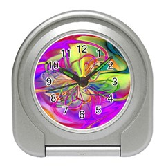 Rainbow Painting Pattern 4 Travel Alarm Clock by DinkovaArt