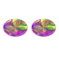 Rainbow Painting Pattern 4 Cufflinks (oval) by DinkovaArt