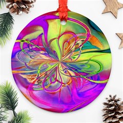 Rainbow Painting Pattern 4 Round Ornament (two Sides) by DinkovaArt