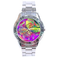 Rainbow Painting Pattern 4 Stainless Steel Analogue Watch by DinkovaArt