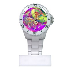 Rainbow Painting Pattern 4 Plastic Nurses Watch by DinkovaArt