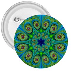 Peacock Mandala Kaleidoscope Arabesque Pattern 3  Buttons by SpinnyChairDesigns