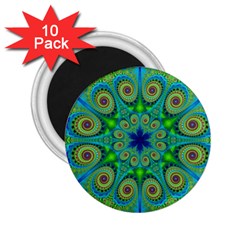 Peacock Mandala Kaleidoscope Arabesque Pattern 2 25  Magnets (10 Pack)  by SpinnyChairDesigns