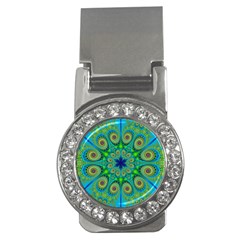 Peacock Mandala Kaleidoscope Arabesque Pattern Money Clips (cz)  by SpinnyChairDesigns