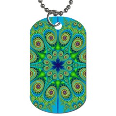 Peacock Mandala Kaleidoscope Arabesque Pattern Dog Tag (two Sides) by SpinnyChairDesigns