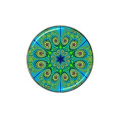 Peacock Mandala Kaleidoscope Arabesque Pattern Hat Clip Ball Marker by SpinnyChairDesigns