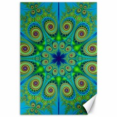 Peacock Mandala Kaleidoscope Arabesque Pattern Canvas 12  X 18  by SpinnyChairDesigns