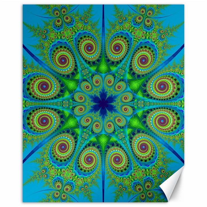 Peacock Mandala Kaleidoscope Arabesque Pattern Canvas 16  x 20 