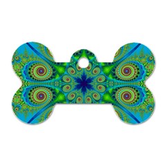 Peacock Mandala Kaleidoscope Arabesque Pattern Dog Tag Bone (one Side) by SpinnyChairDesigns