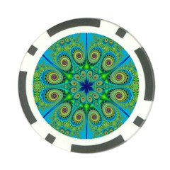 Peacock Mandala Kaleidoscope Arabesque Pattern Poker Chip Card Guard by SpinnyChairDesigns