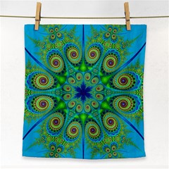 Peacock Mandala Kaleidoscope Arabesque Pattern Face Towel by SpinnyChairDesigns