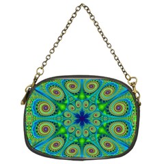 Peacock Mandala Kaleidoscope Arabesque Pattern Chain Purse (two Sides) by SpinnyChairDesigns