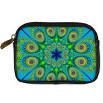 Peacock Mandala Kaleidoscope Arabesque Pattern Digital Camera Leather Case Front