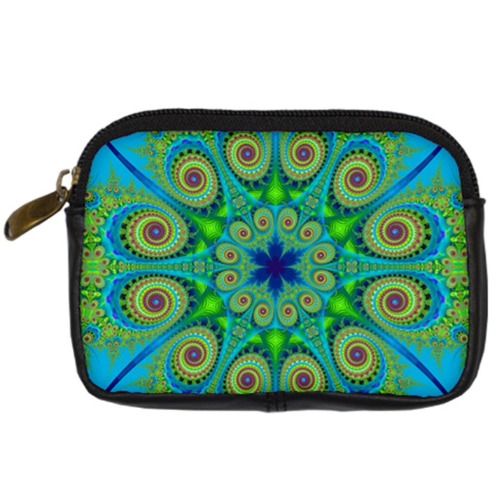 Peacock Mandala Kaleidoscope Arabesque Pattern Digital Camera Leather Case