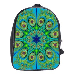 Peacock Mandala Kaleidoscope Arabesque Pattern School Bag (large) by SpinnyChairDesigns