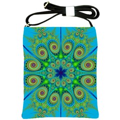 Peacock Mandala Kaleidoscope Arabesque Pattern Shoulder Sling Bag by SpinnyChairDesigns