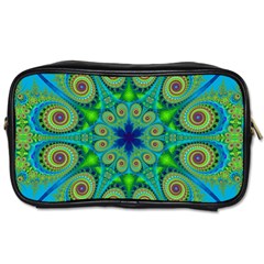 Peacock Mandala Kaleidoscope Arabesque Pattern Toiletries Bag (one Side) by SpinnyChairDesigns