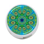 Peacock Mandala Kaleidoscope Arabesque Pattern 4-Port USB Hub (One Side) Front