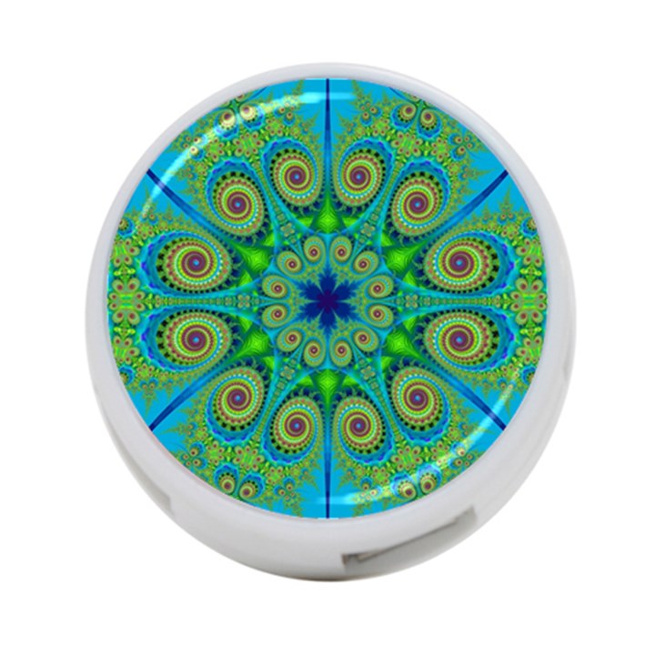 Peacock Mandala Kaleidoscope Arabesque Pattern 4-Port USB Hub (One Side)