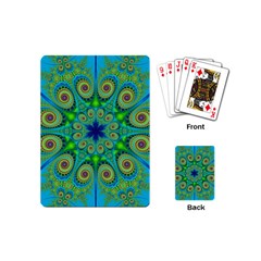 Peacock Mandala Kaleidoscope Arabesque Pattern Playing Cards Single Design (mini) by SpinnyChairDesigns