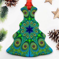 Peacock Mandala Kaleidoscope Arabesque Pattern Ornament (christmas Tree)  by SpinnyChairDesigns